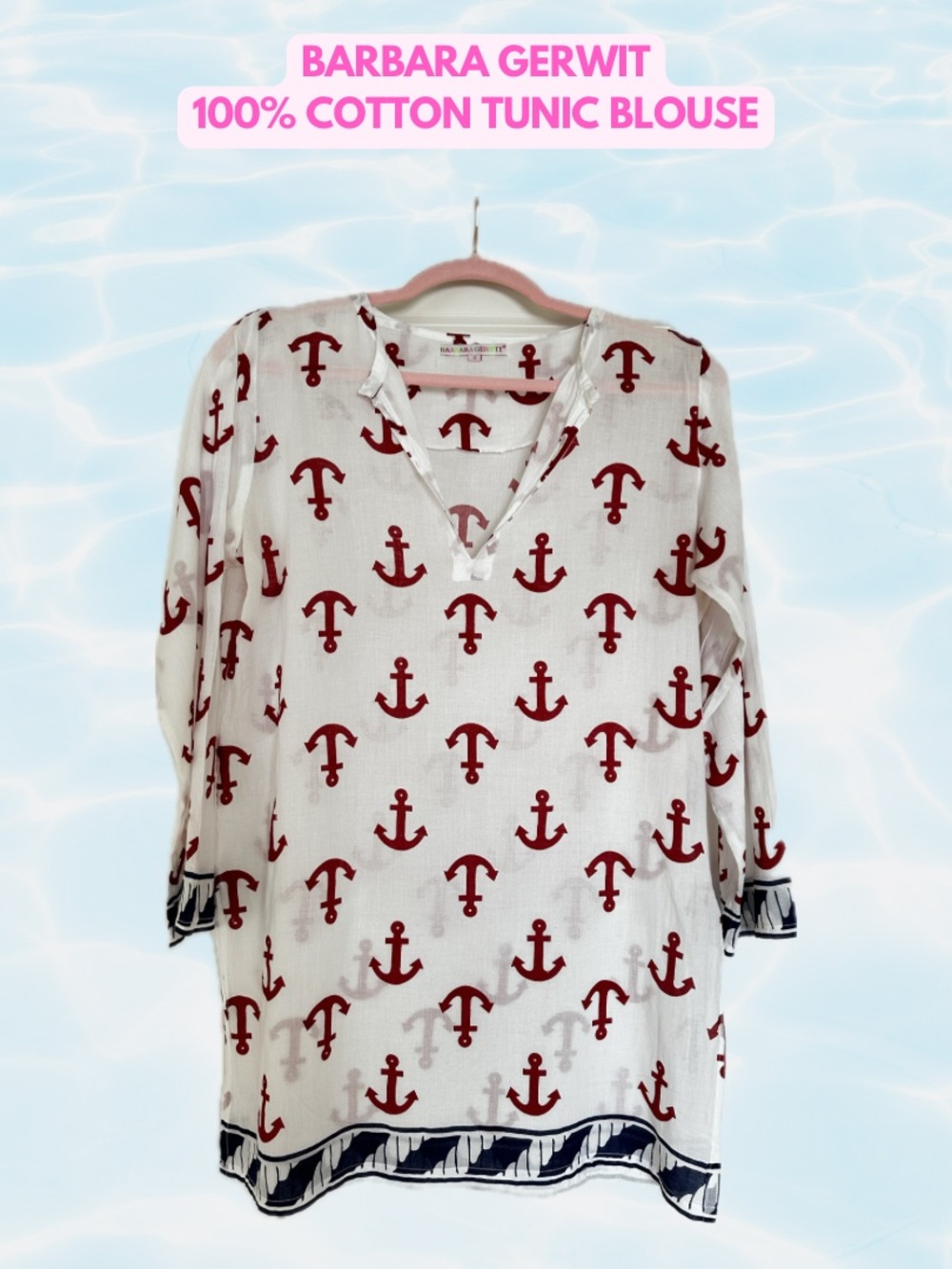 Barbara Gerwit Red, White and Blue 100% Cotton Tunic with Anchors